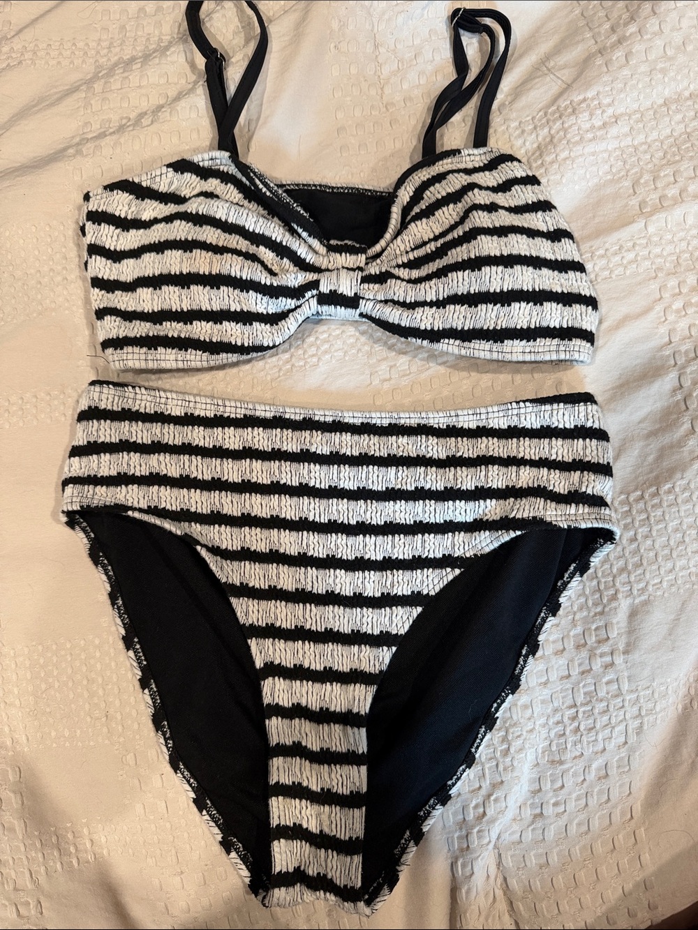 Striped Black and White Two-Piece Bikini